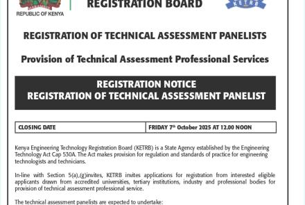REGISTRATION OF TECHNICAL ASSESSMENT PANELIST