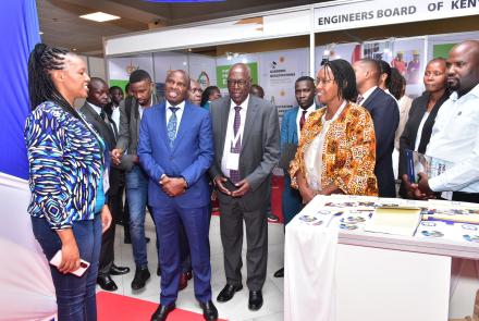 Chief of Staff  and Head of Public Service paid a visit to KETRB exhibition booth during the 2025 Engineering Partnership Convention. Looking on from left to right: CEO KETRB, Chief of Staff and Head of Public Service, EBK Chairman and CEO EBK